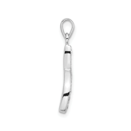 Sterling Silver Wishbone Pendant with Cubic Zirconia Accents, Symbol of Hope and Luck