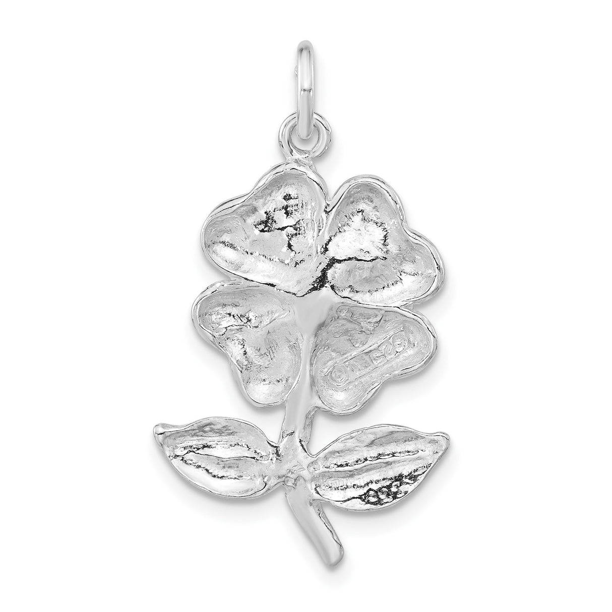 Sterling Silver Four-Leaf Clover Pendant with Two-Leaf Design, Lucky Charm for Women