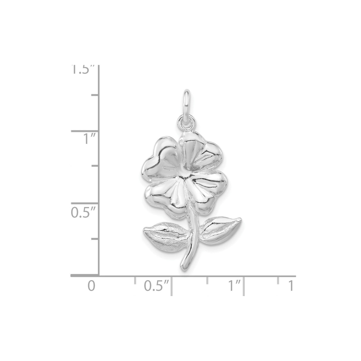 Sterling Silver Four-Leaf Clover Pendant with Two-Leaf Design, Lucky Charm for Women