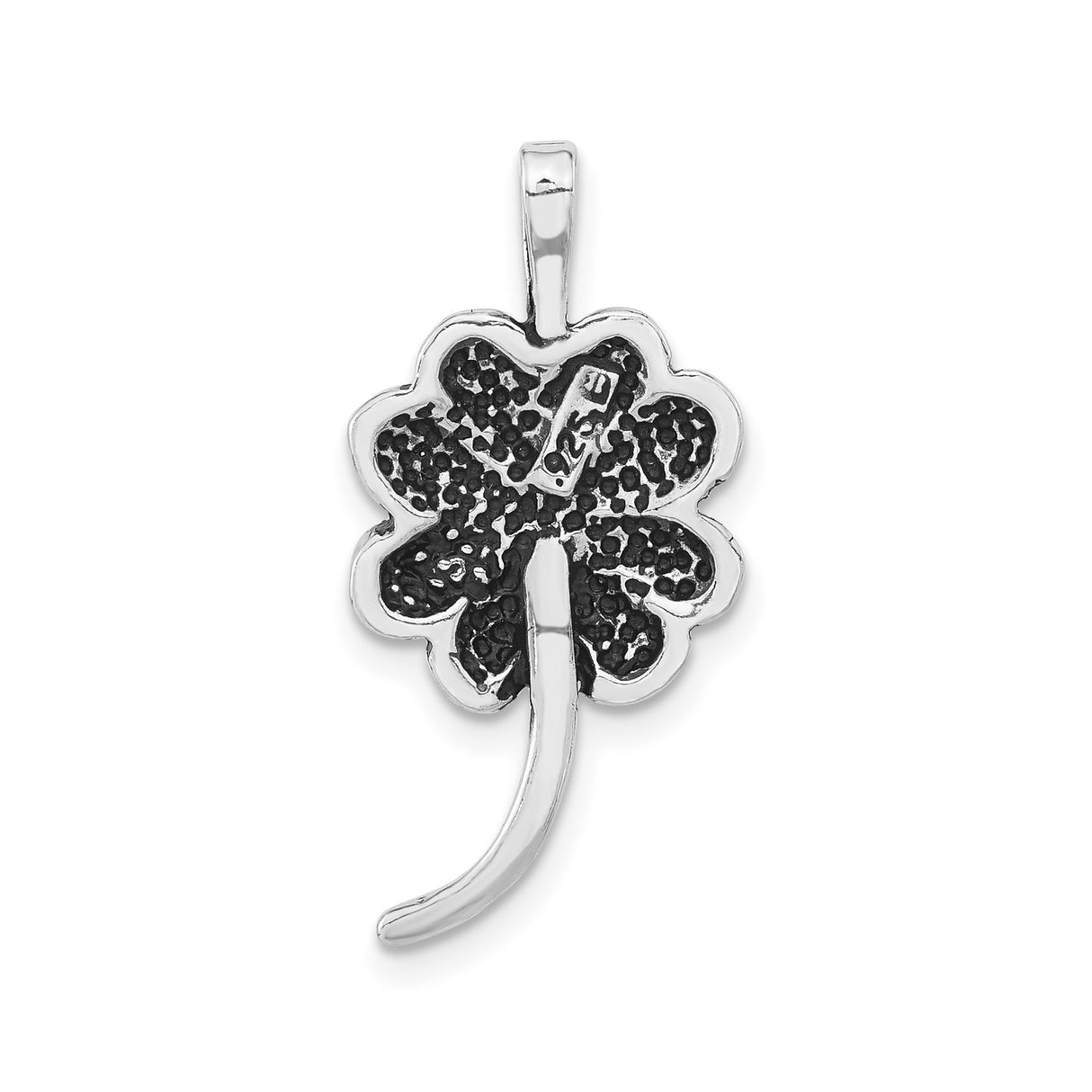 Sterling Silver Four-Leaf Clover Pendant, Textured Celtic Lucky Charm for Women and Unisex Wear