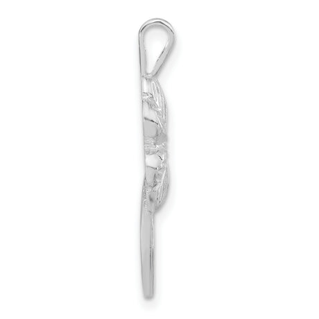 Polished and Textured Clover Chain Slide Charm Pendant in Real 925 Sterling Silver