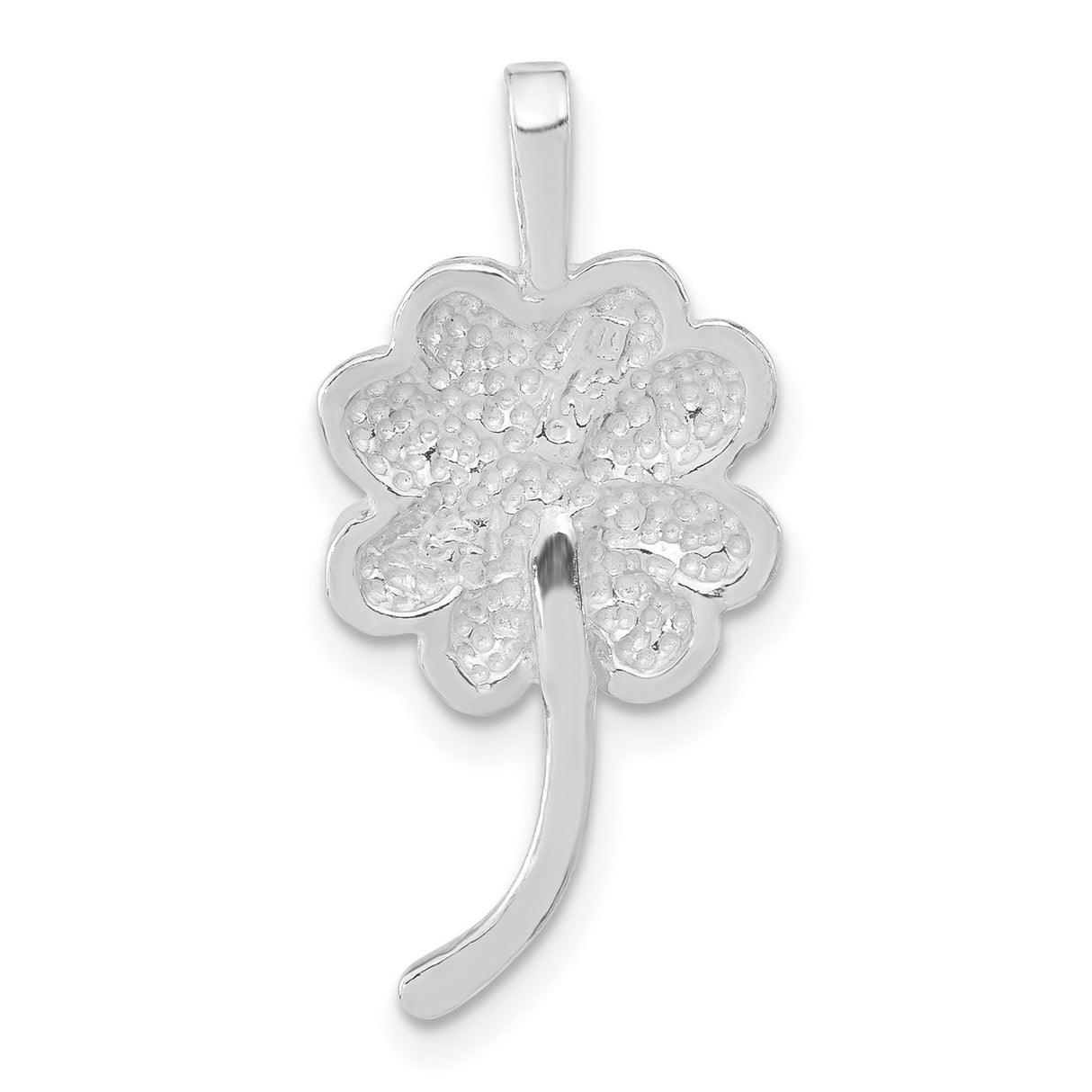 Polished and Textured Clover Chain Slide Charm Pendant in Real 925 Sterling Silver