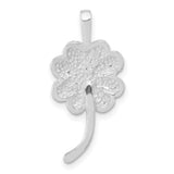 Polished and Textured Clover Chain Slide Charm Pendant in Real 925 Sterling Silver