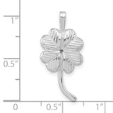 Polished and Textured Clover Chain Slide Charm Pendant in Real 925 Sterling Silver