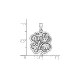 Sterling Silver Pendant with Four-Leaf Clover, Horseshoe, Evil Eye, Number Seven, Elephant Symbols