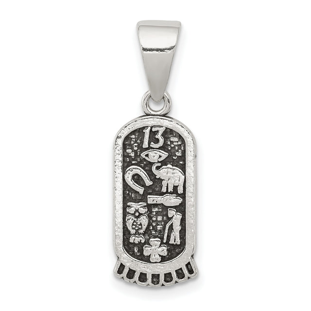Sterling Silver Good Luck Pendant with Horseshoe, Elephant, Owl, Clover, and Number 13
