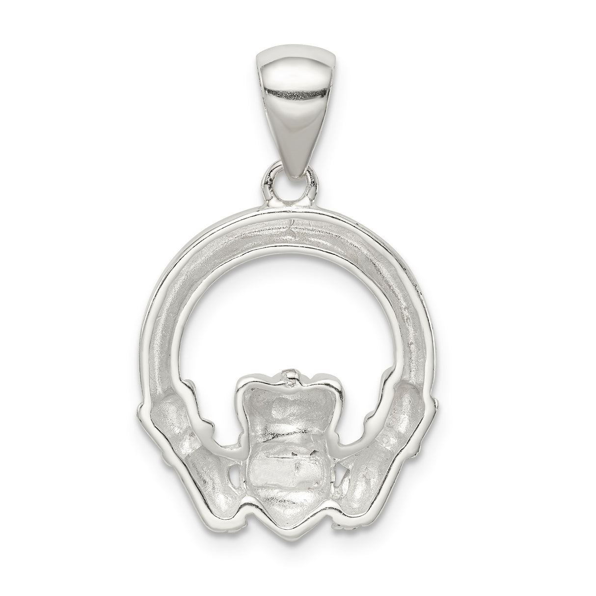 Sterling Silver Claddagh Pendant with Heart, Hands, and Crown Symbol, Irish Heritage Jewelry