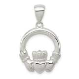 Sterling Silver Claddagh Pendant with Heart, Hands, and Crown Symbol, Irish Heritage Jewelry