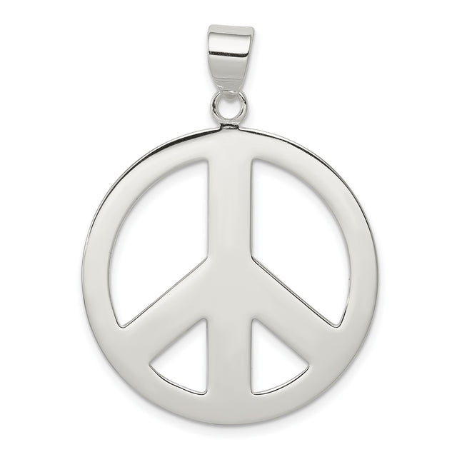 Sterling Silver Peace Sign Pendant with Open-Cut Design, Boho Spiritual Style, Unisex Jewelry