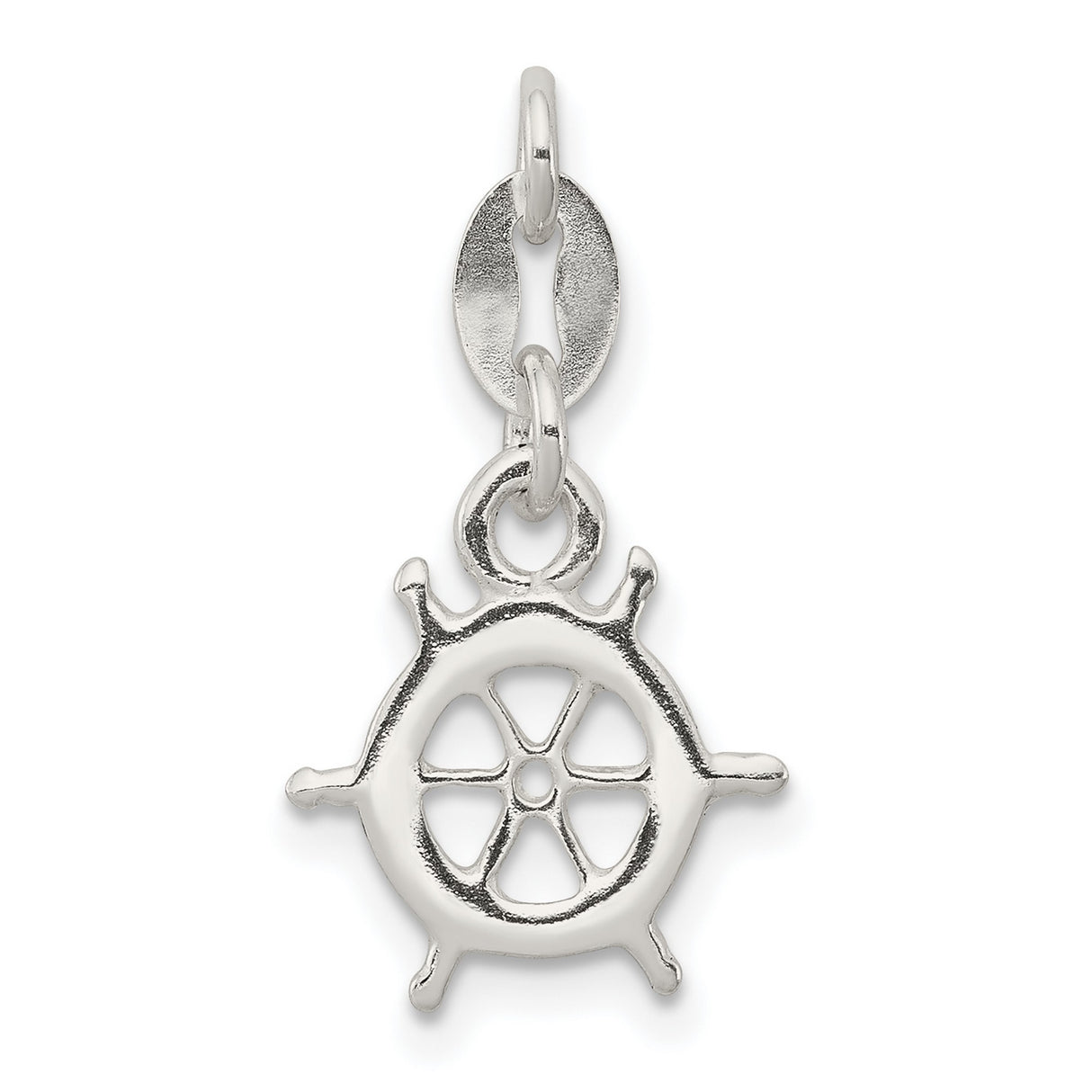 Polished Nautical Charm Pendant in Real 925 Sterling Silver