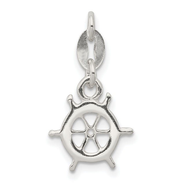 Polished Nautical Charm Pendant in Real 925 Sterling Silver