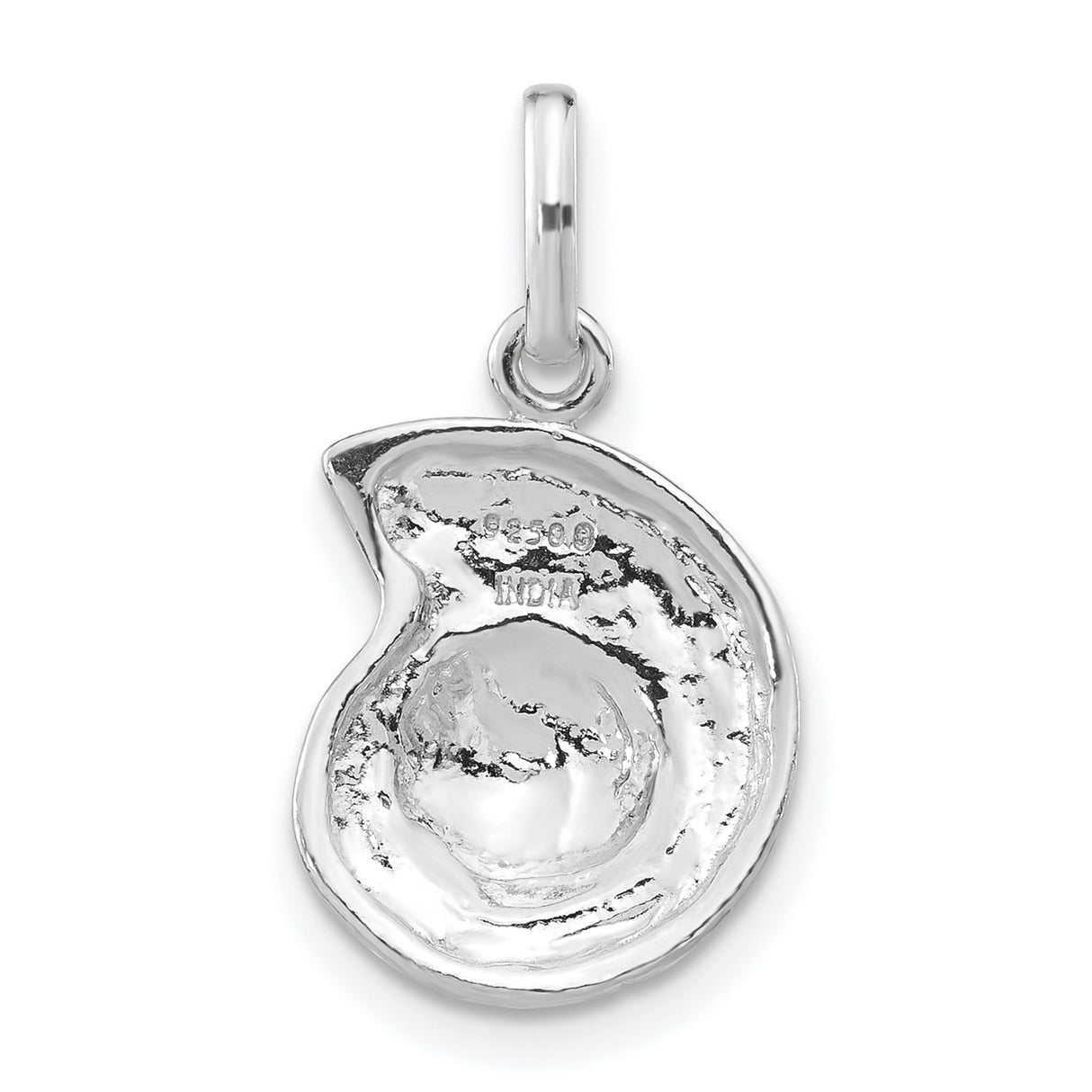 Polished Seashell Charm Pendant in Real 925 Sterling Silver