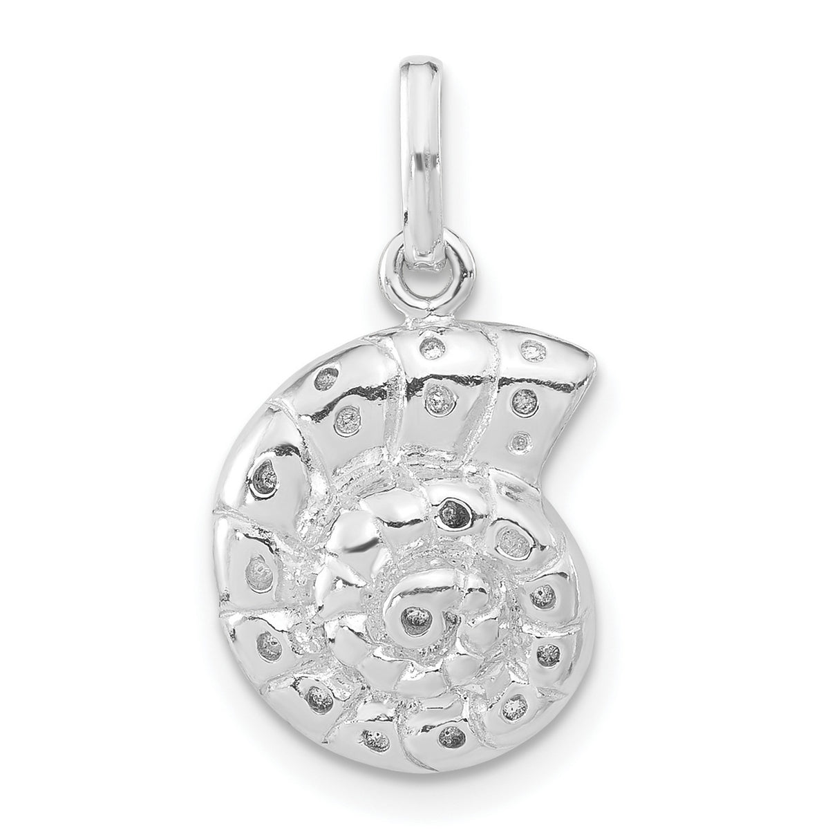 Polished Seashell Charm Pendant in Real 925 Sterling Silver