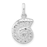 Polished Seashell Charm Pendant in Real 925 Sterling Silver