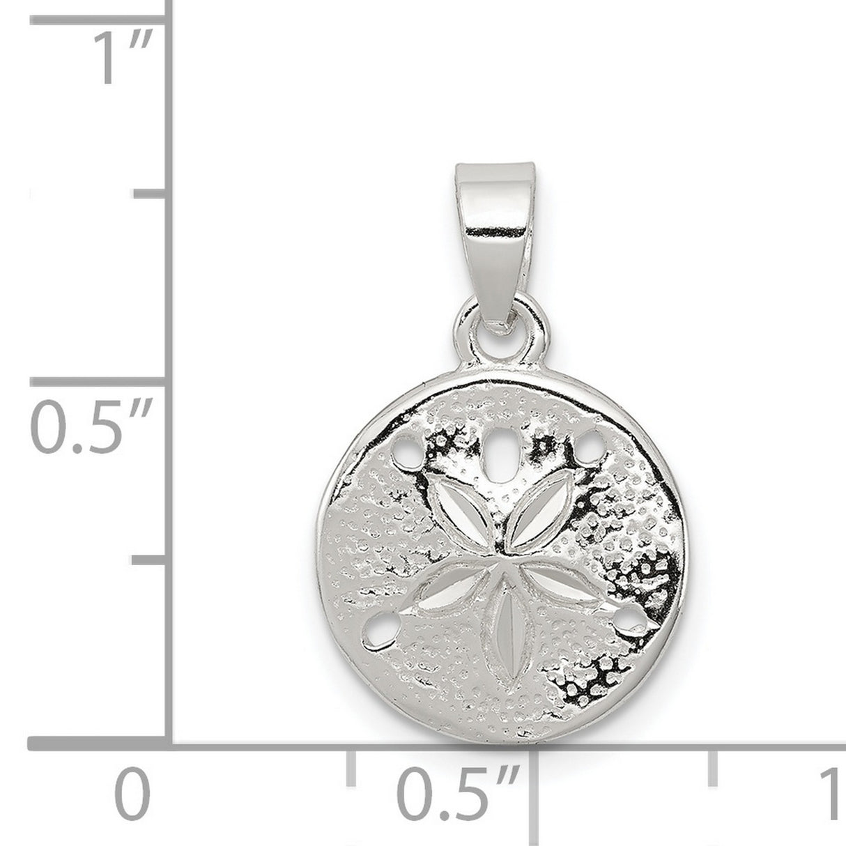 Sterling Silver Sand Dollar Pendant with Cutout Design and Floral Star Motif