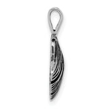 Antiqued and Textured Clam Shell Charm Pendant in Real 925 Sterling Silver