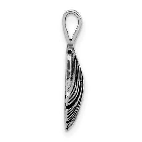 Antiqued and Textured Clam Shell Charm Pendant in Real 925 Sterling Silver