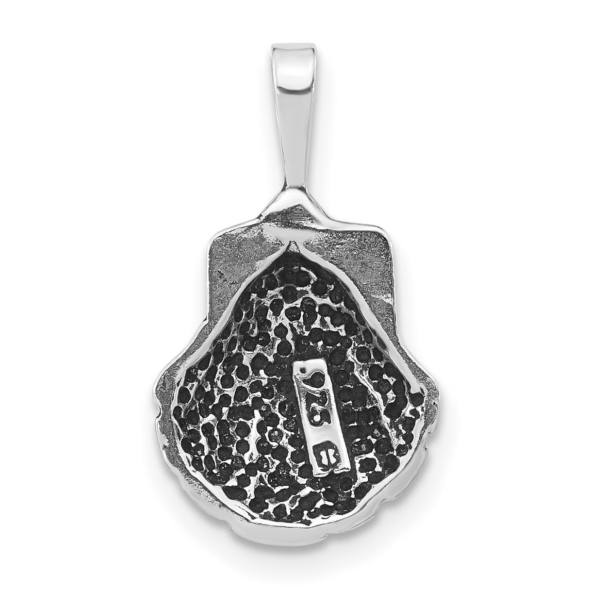 Antiqued and Textured Clam Shell Charm Pendant in Real 925 Sterling Silver
