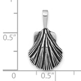 Antiqued and Textured Clam Shell Charm Pendant in Real 925 Sterling Silver