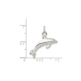 Sterling Silver Dolphin Charm Pendant, Jumping Dolphin Ocean Theme Jewelry for Women or Unisex