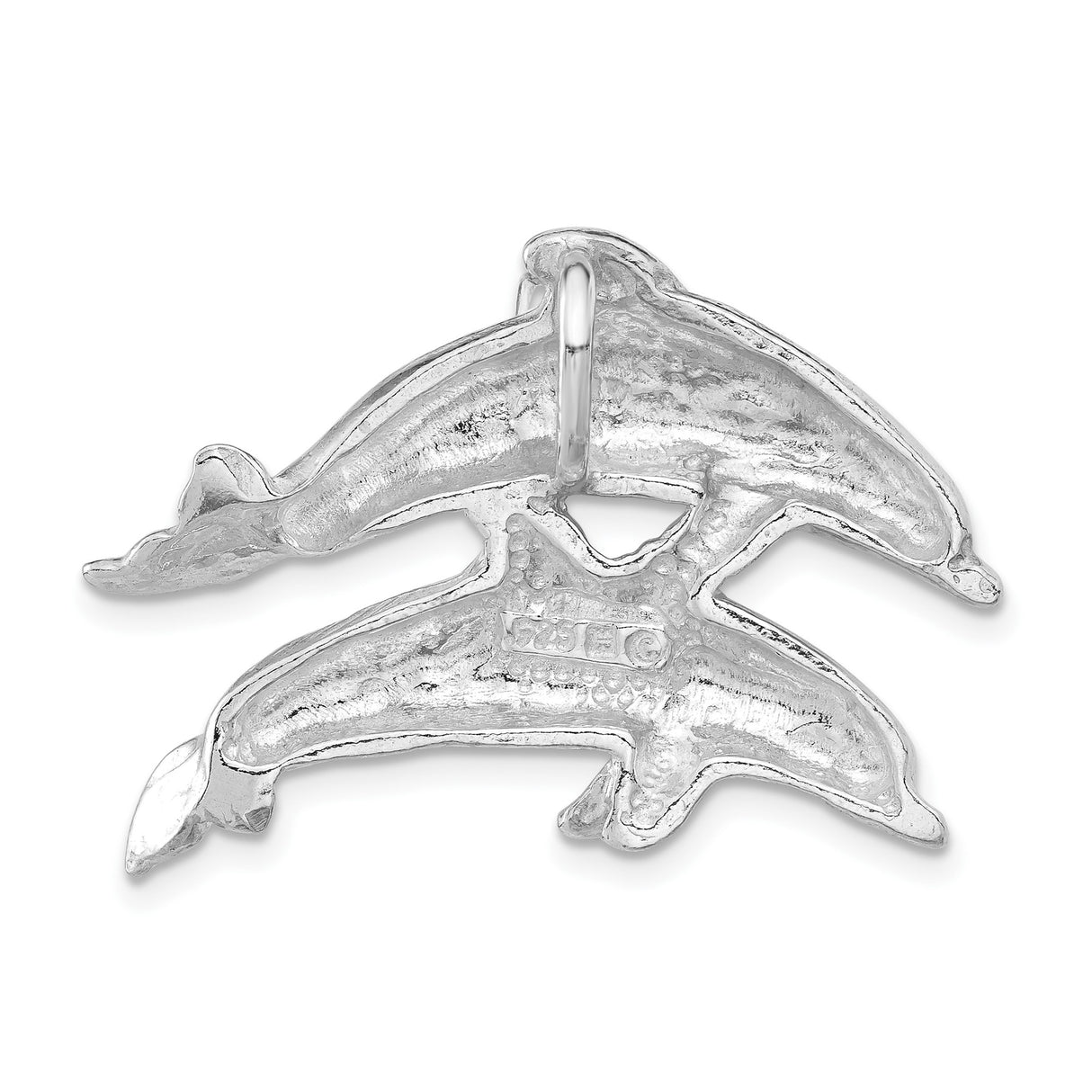 Sterling Silver Dolphin Pendant with Two Jumping Dolphins, Nautical Ocean Theme