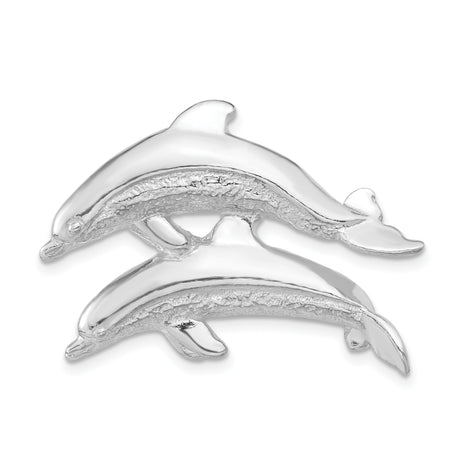 Sterling Silver Dolphin Pendant with Two Jumping Dolphins, Nautical Ocean Theme