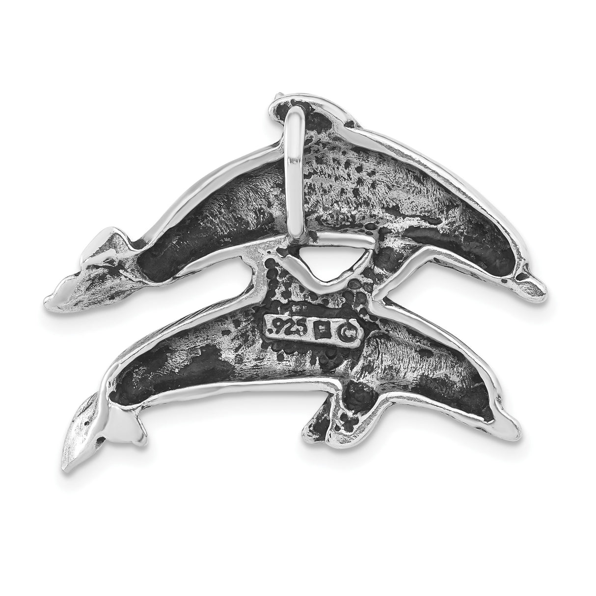 Sterling Silver Dolphin Brooch with Two Dolphins in Motion, Nautical Marine Life Theme