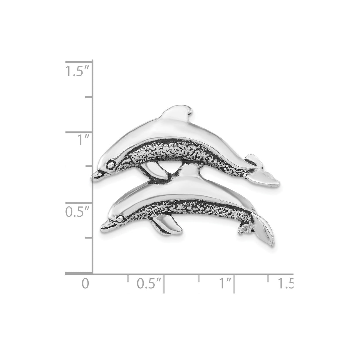 Sterling Silver Dolphin Brooch with Two Dolphins in Motion, Nautical Marine Life Theme