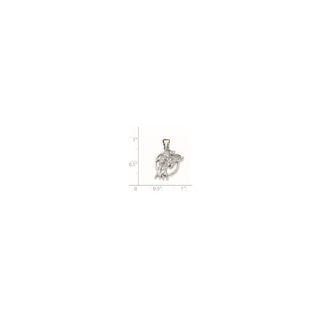 Sterling Silver Dolphin Pendant with Cubic Zirconia, Circular Ocean-Inspired Design for Women