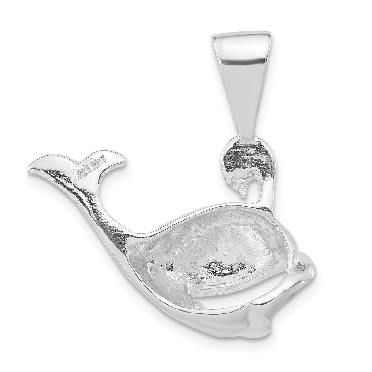 Sterling Silver Whale Pendant with Cutout Design, Nature-Inspired Ocean Jewelry