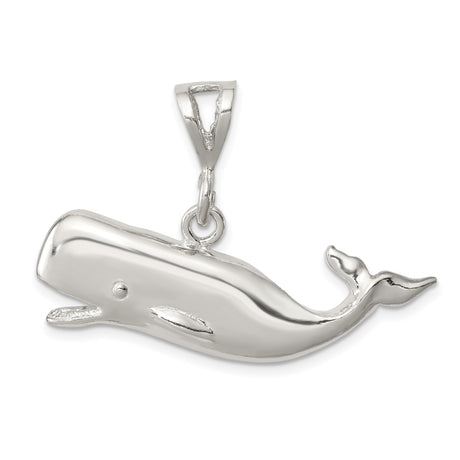 Sterling Silver Whale Pendant with Detailed Sperm Whale Design, Nautical Theme Jewelry