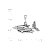 Sterling Silver Marlin Fish Pendant, Detailed Swordfish Nautical Charm for Men or Unisex Wear