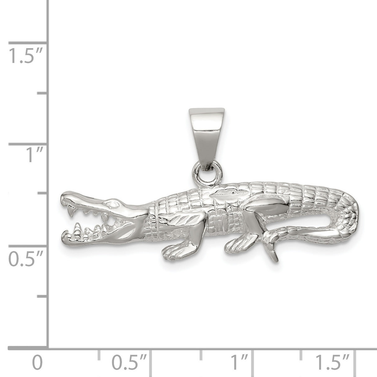 Sterling Silver Alligator Pendant with Open Jaw Detail, Wildlife Totem Symbol for Men or Unisex