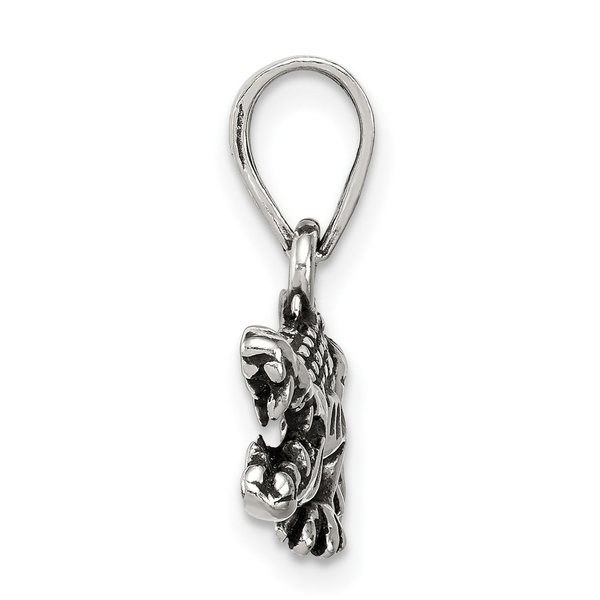 Sterling Silver Alligator Pendant with Open Mouth and Scale Texture, Wildlife Charm