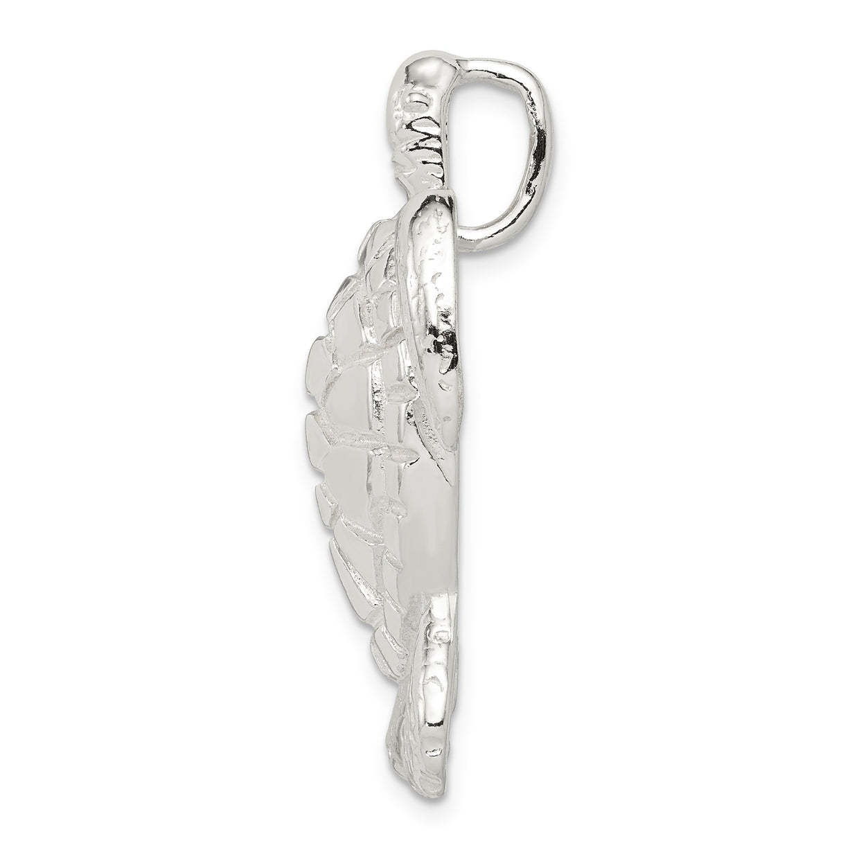 Sterling Silver Sea Turtle Pendant with Textured Flippers and Shell Detail