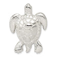 Sterling Silver Sea Turtle Pendant with Textured Flippers and Shell Detail