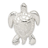 Sterling Silver Sea Turtle Pendant with Textured Flippers and Shell Detail