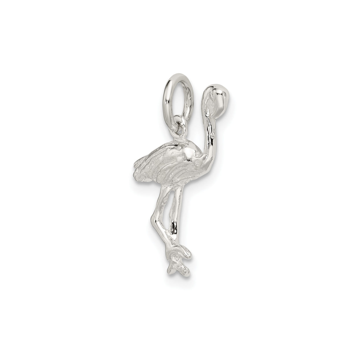 Sterling Silver Flamingo Pendant, Detailed Tropical Bird Design, Nature-Inspired Jewelry