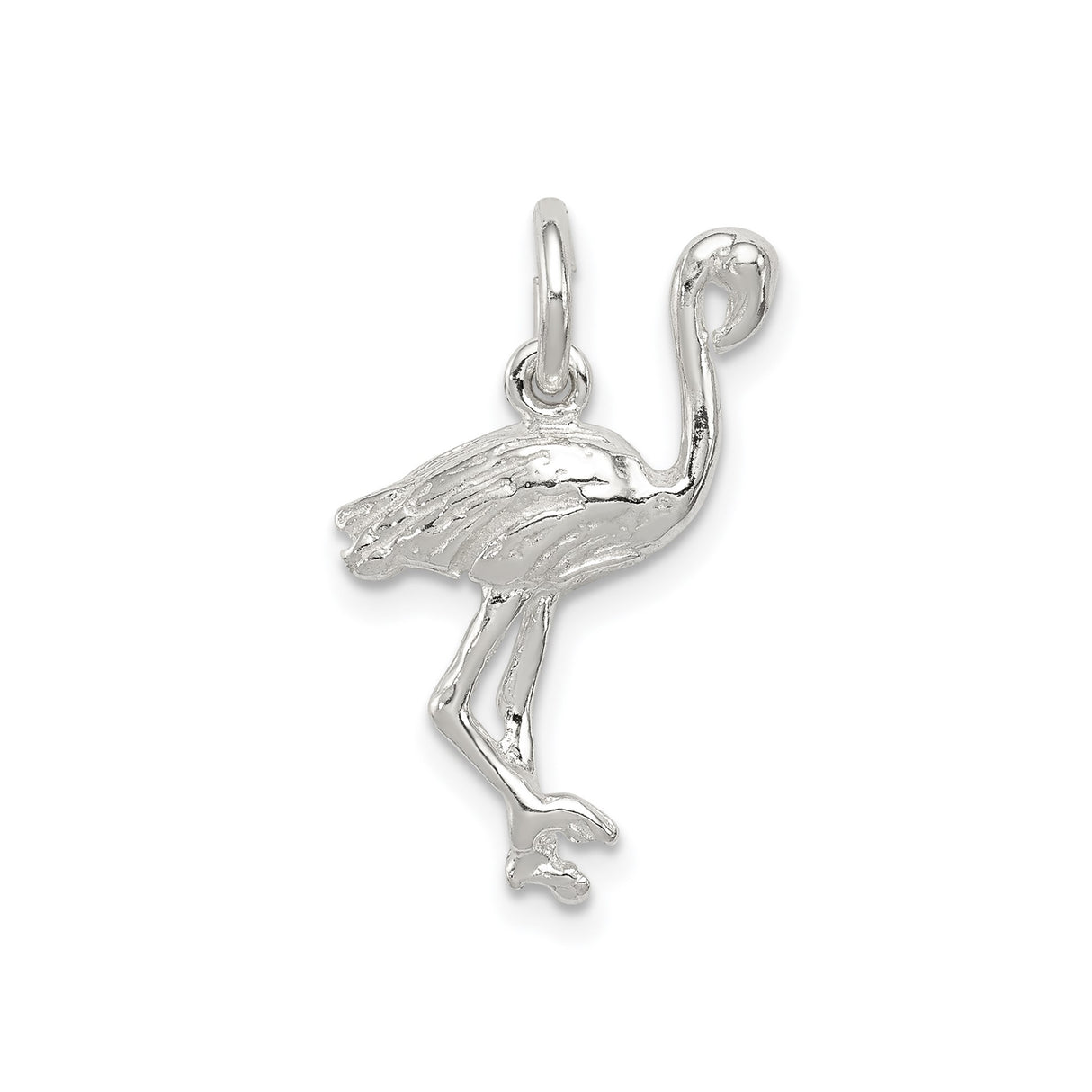 Sterling Silver Flamingo Pendant, Detailed Tropical Bird Design, Nature-Inspired Jewelry