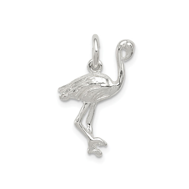 Sterling Silver Flamingo Pendant, Detailed Tropical Bird Design, Nature-Inspired Jewelry