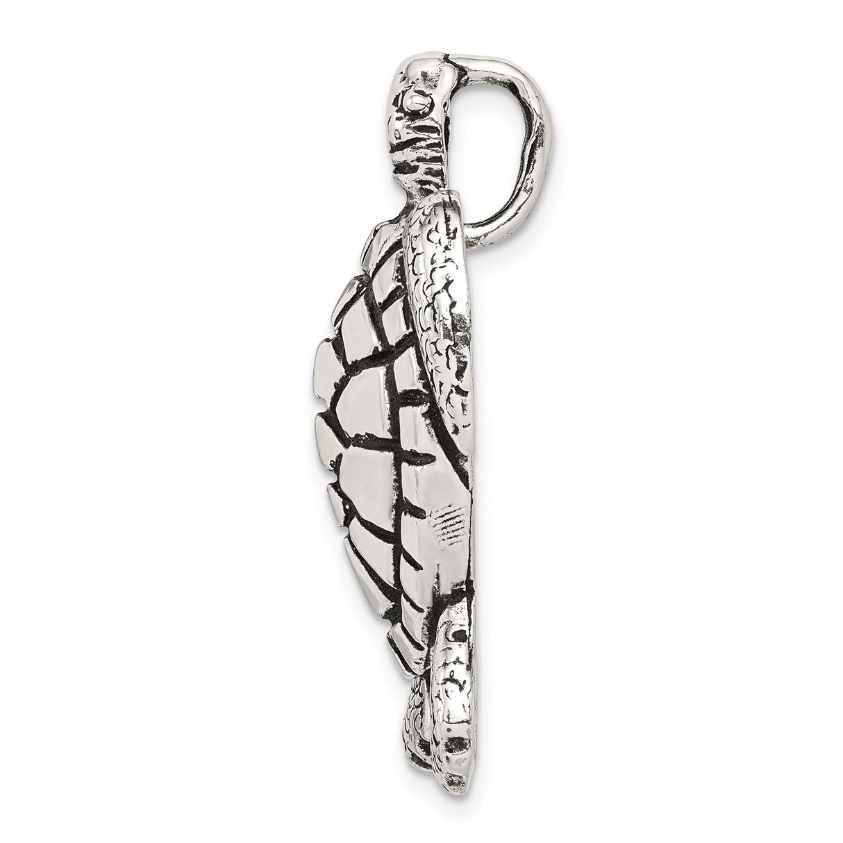 Sterling Silver Sea Turtle Pendant with Textured Shell, Nautical Animal Jewelry for Women or Unisex