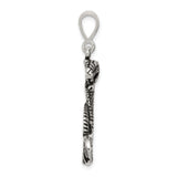 Sterling Silver Snake Pendant with Coiled Serpent and Open Mouth Gothic Design