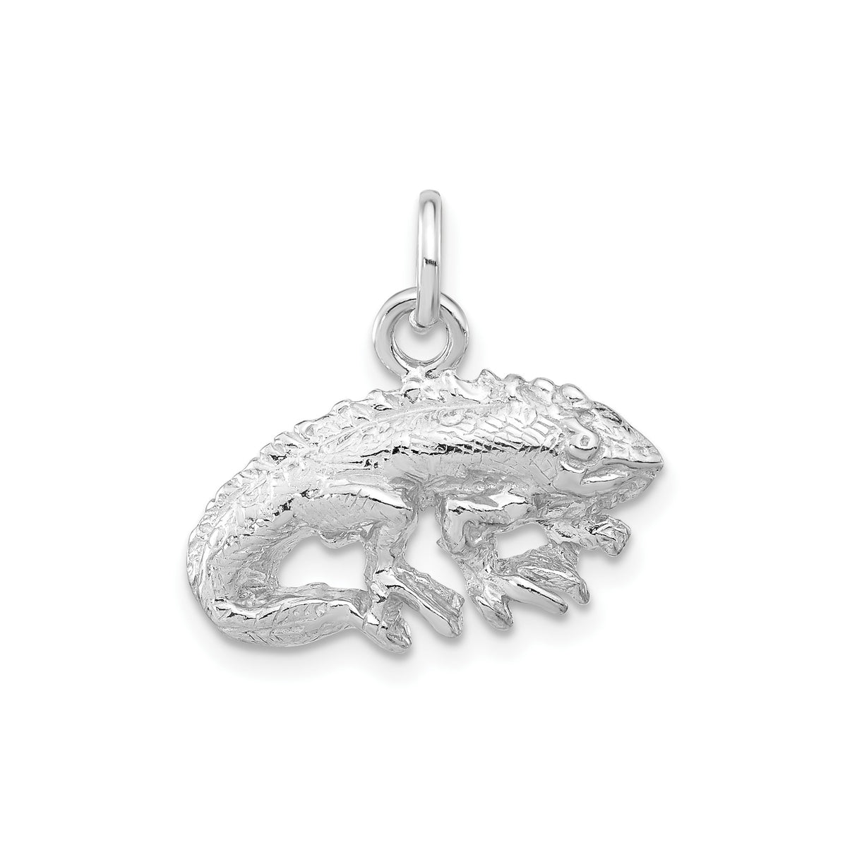 Sterling Silver Iguana Pendant, Detailed Reptile Charm, Nature-Inspired Animal Jewelry