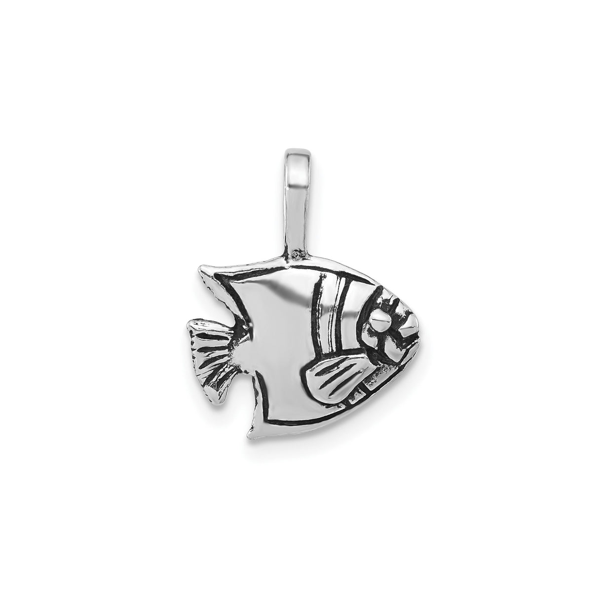 Sterling Silver Fish Pendant, Stylized Tropical Design, Ocean Inspired Spiritual Jewelry