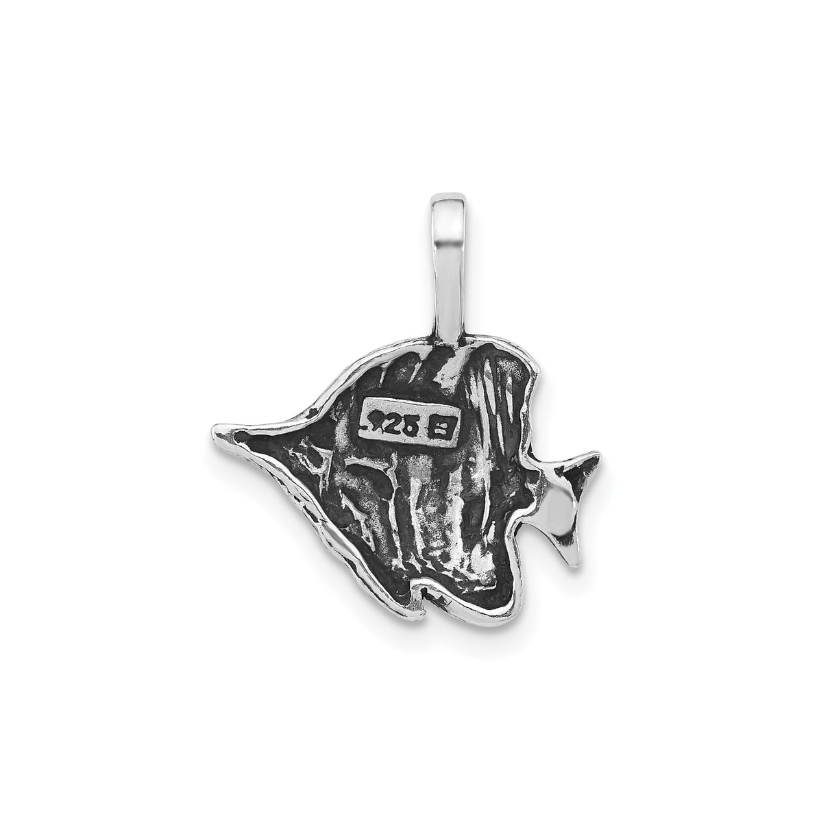 Sterling Silver Angelfish Pendant with Stripes, Tropical Ocean Life Charm for Women or Unisex