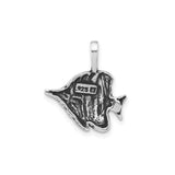 Sterling Silver Angelfish Pendant with Stripes, Tropical Ocean Life Charm for Women or Unisex