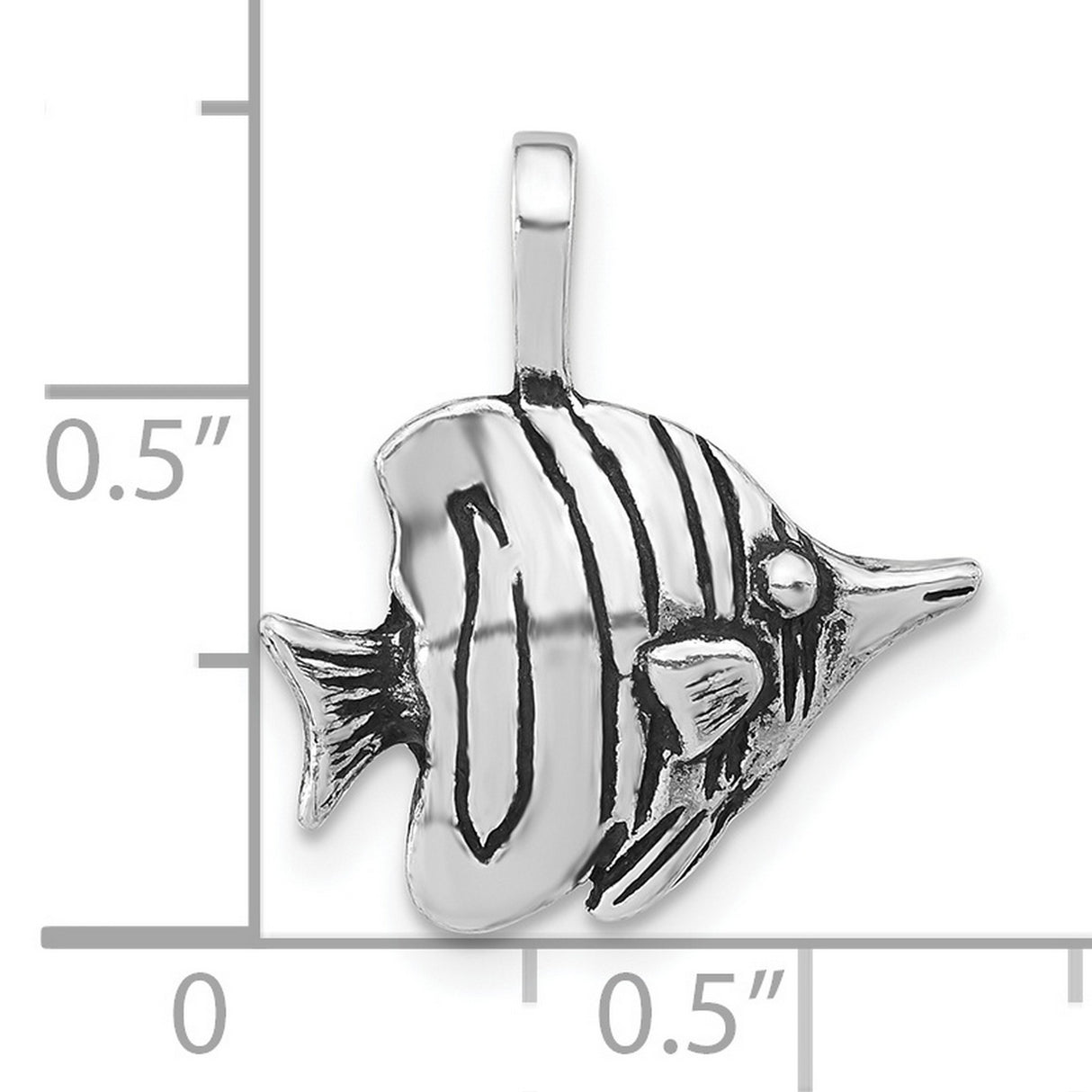Sterling Silver Angelfish Pendant with Stripes, Tropical Ocean Life Charm for Women or Unisex