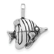 Sterling Silver Angelfish Pendant with Stripes, Tropical Ocean Life Charm for Women or Unisex