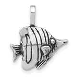 Sterling Silver Angelfish Pendant with Stripes, Tropical Ocean Life Charm for Women or Unisex