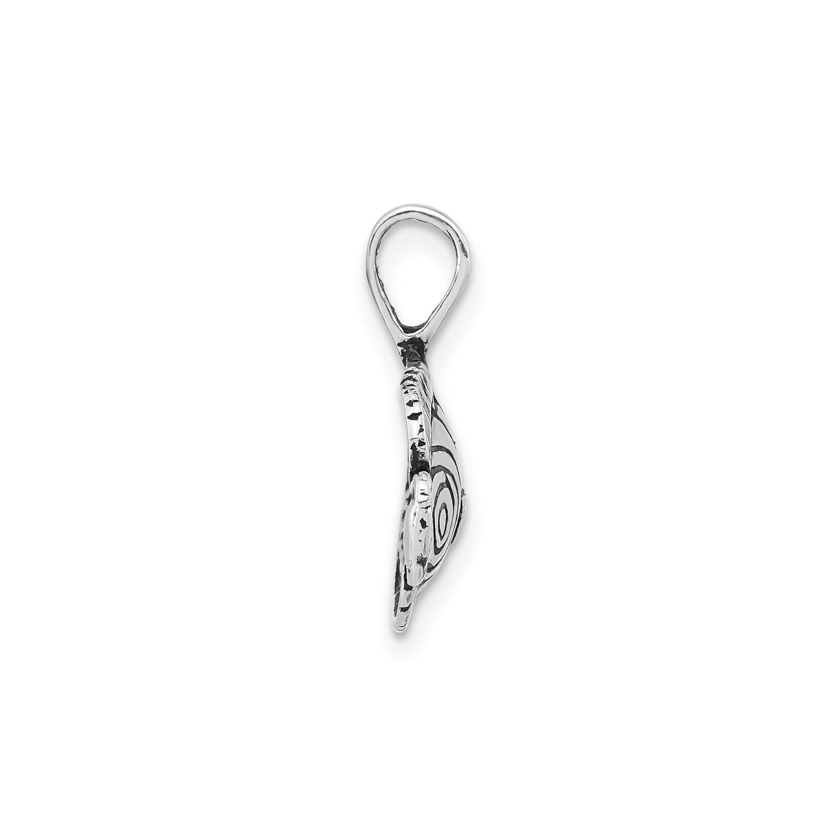 Sterling Silver Fish Pendant with Textured Etched Design, Nautical Coastal Style for Women